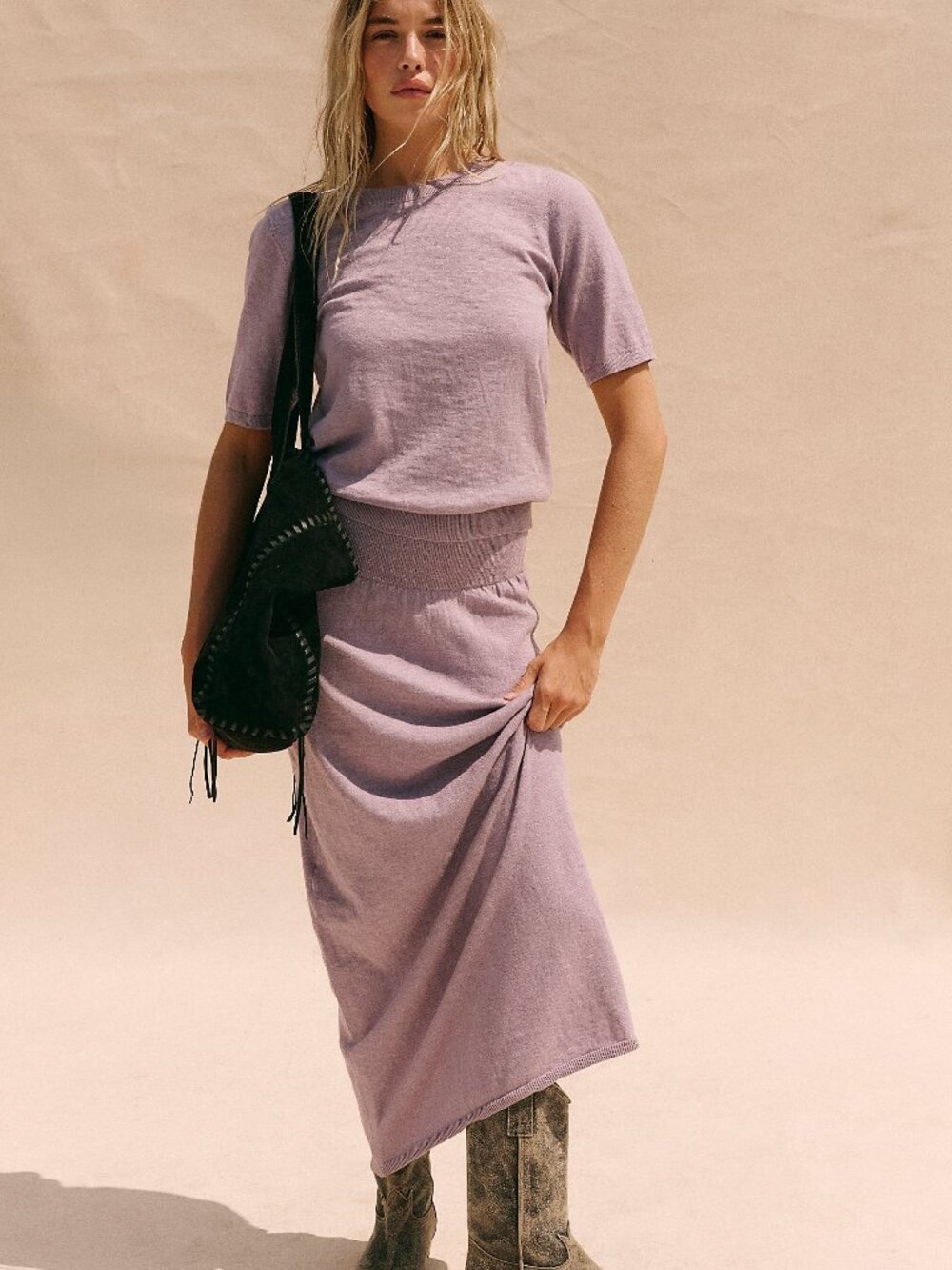 BNWT Free People Isabella Sweater Skirt Set - Size S - Cool Violet - Retail $160